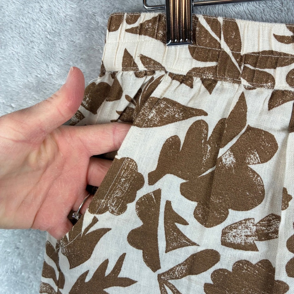 NWOT Carve Designs Short Rhett Women S Linen Blend Brown Cream Rum Print Floral - Picture 9 of 14